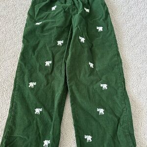 Kids Green Elephant Embroidered Pants
